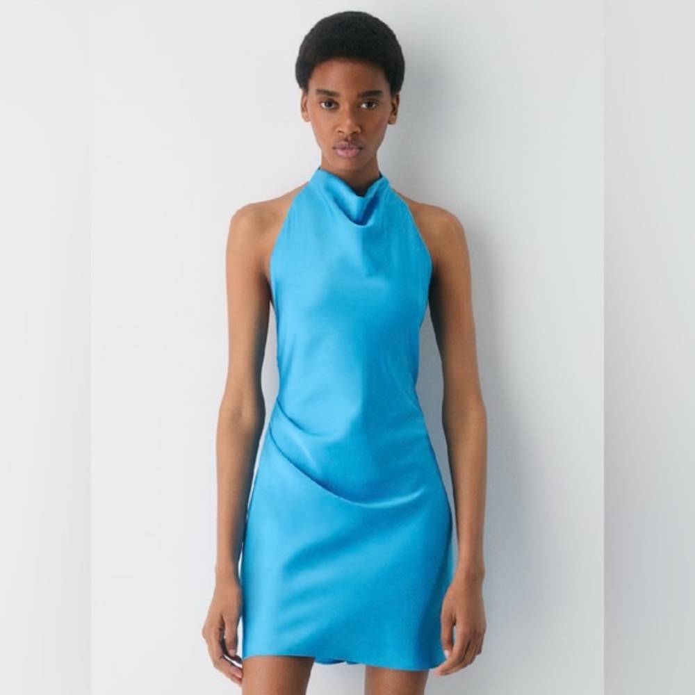 NWT Aritzia Wilfred Audience Satin halterneck mini dress